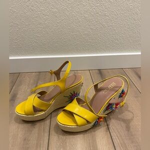 Gently Used Red Valentino Yellow Wedges - Size 7!